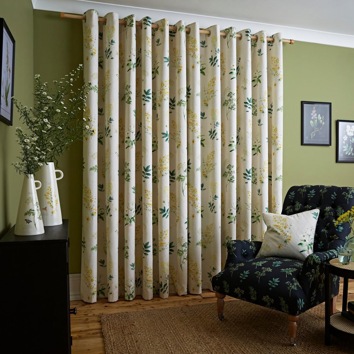 Marsh Botanical Ochre Eyelet Curtains Ochre – image 3