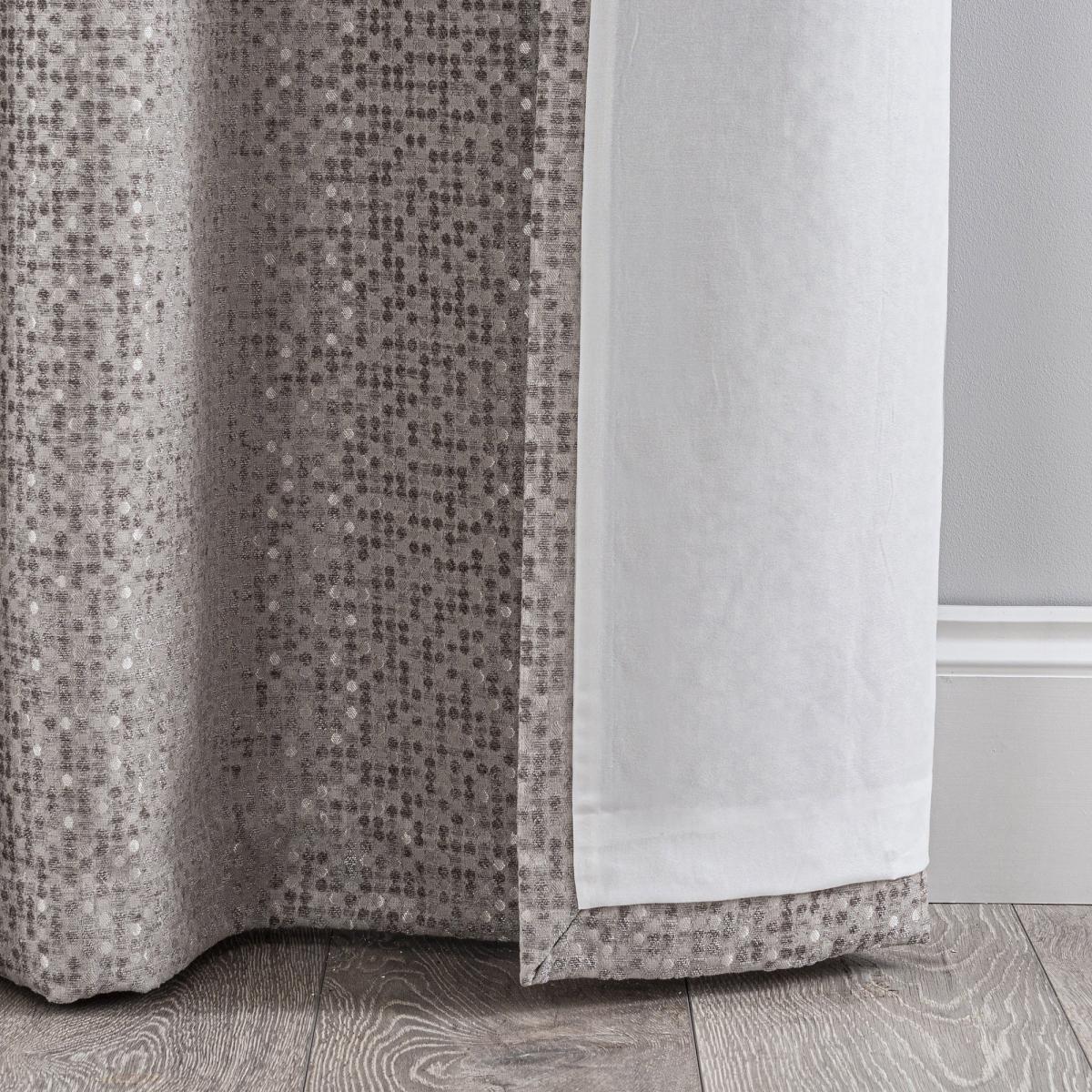 Chenille Spot Grey Eyelet Curtains Grey and White – image 5