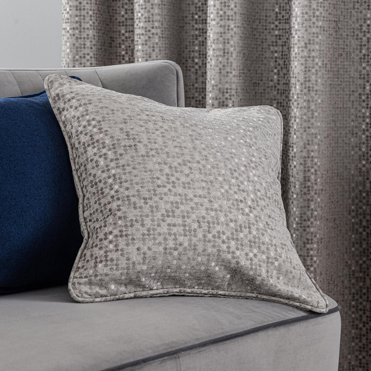 Chenille Spot Grey Eyelet Curtains Grey and White – image 7