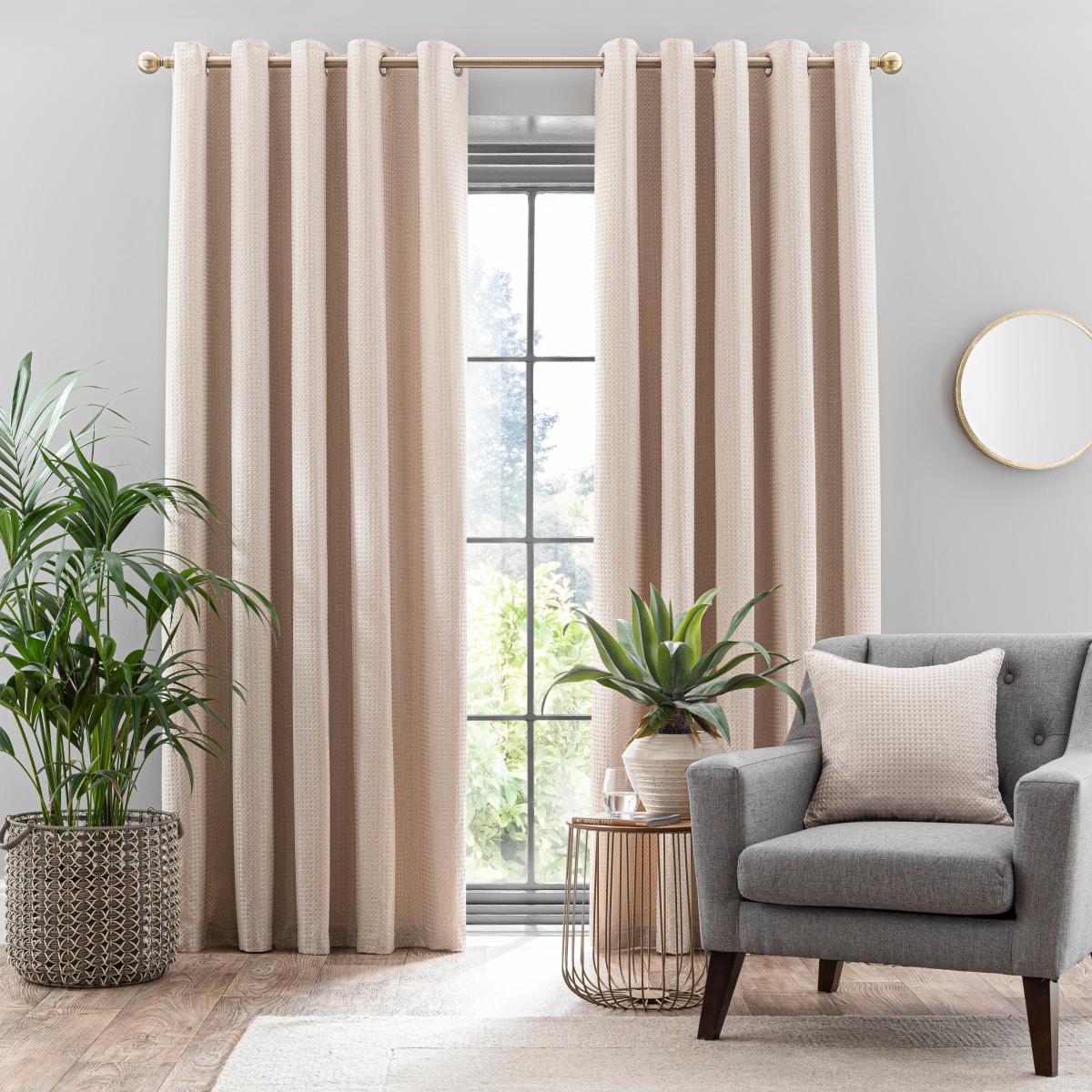 Recycled Basketweave White Sand Eyelet Curtains White Sand – image 2