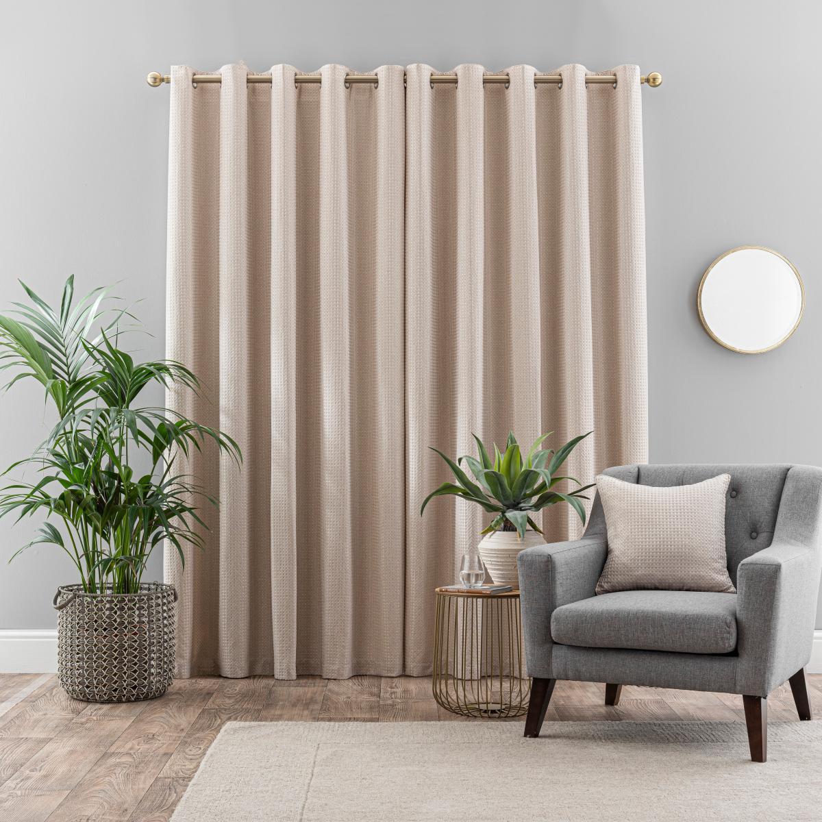 Recycled Basketweave White Sand Eyelet Curtains White Sand – image 3