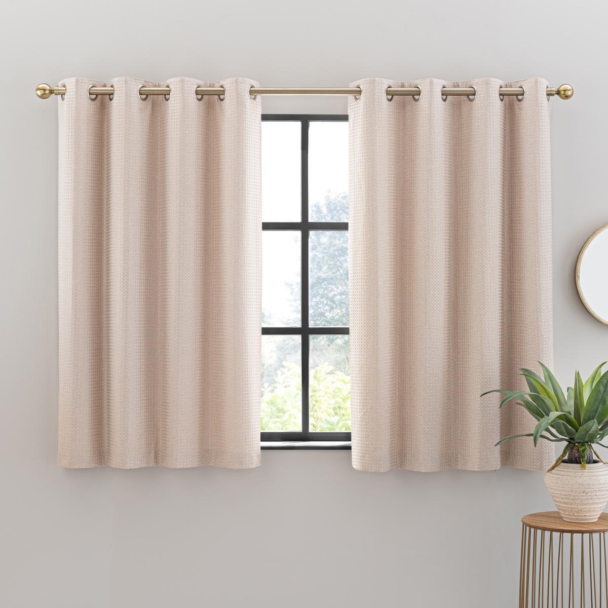 Recycled Basketweave White Sand Eyelet Curtains White Sand – image 4