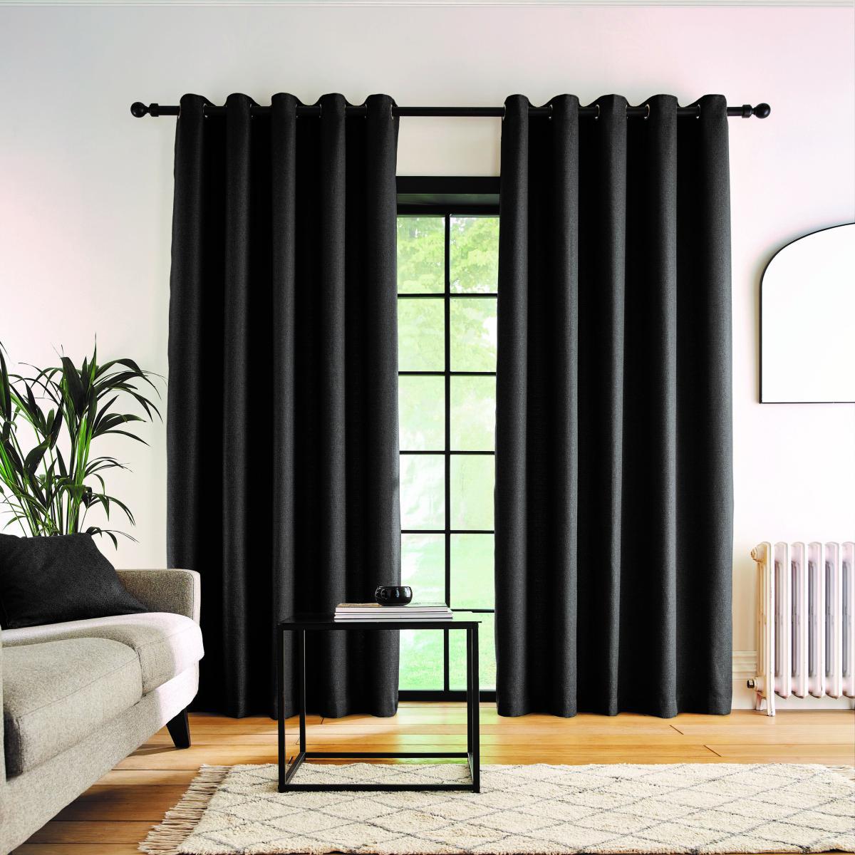 Bondi Black Eyelet Curtains Black – image 2