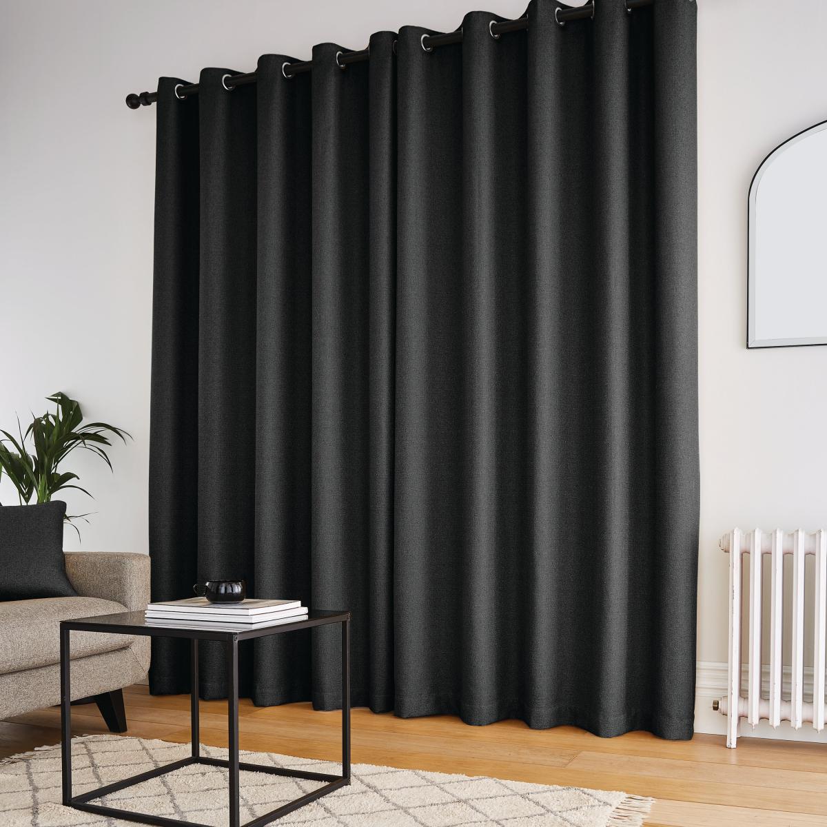 Bondi Black Eyelet Curtains Black – image 3