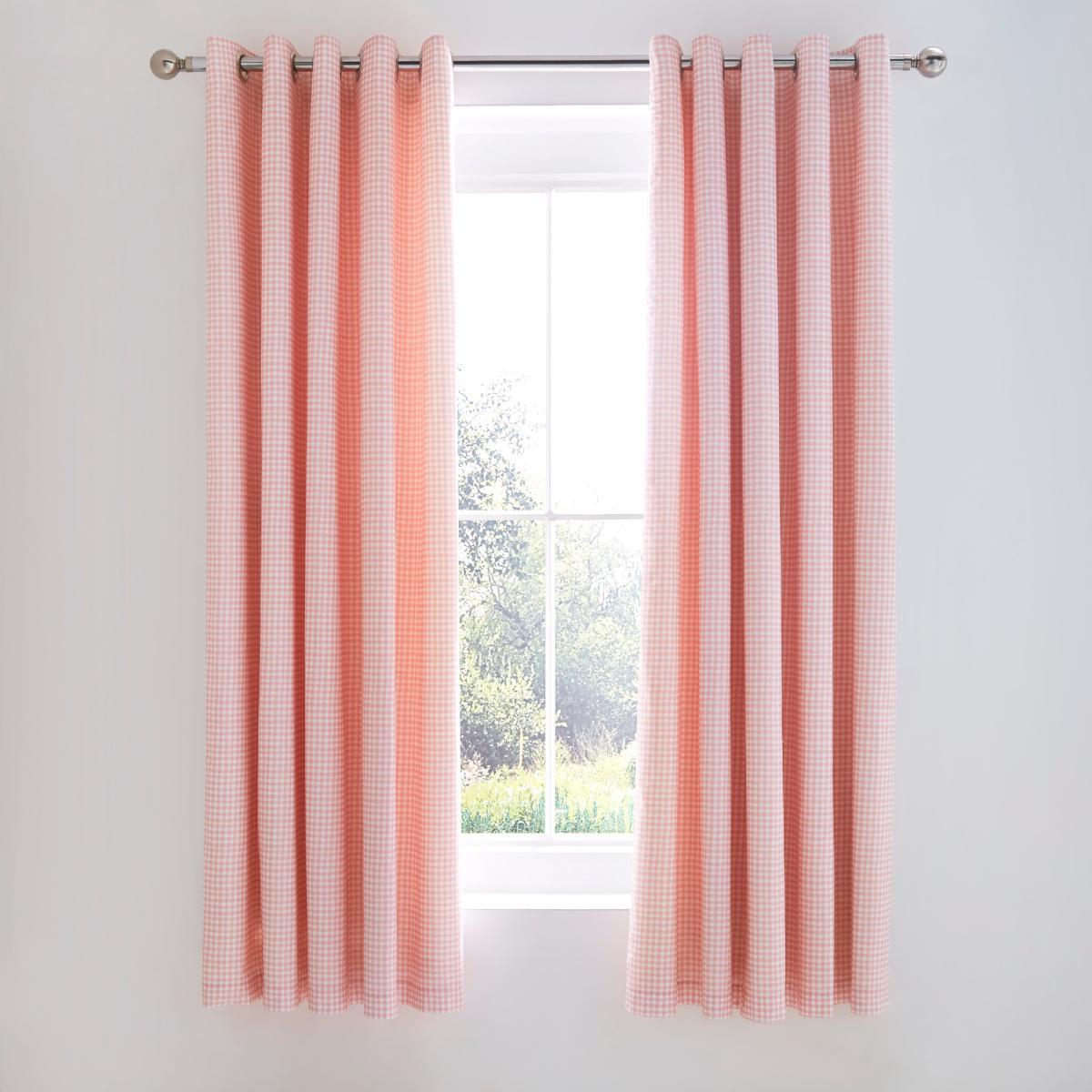Country Patchwork Pink Eyelet Curtains Pink – image 2