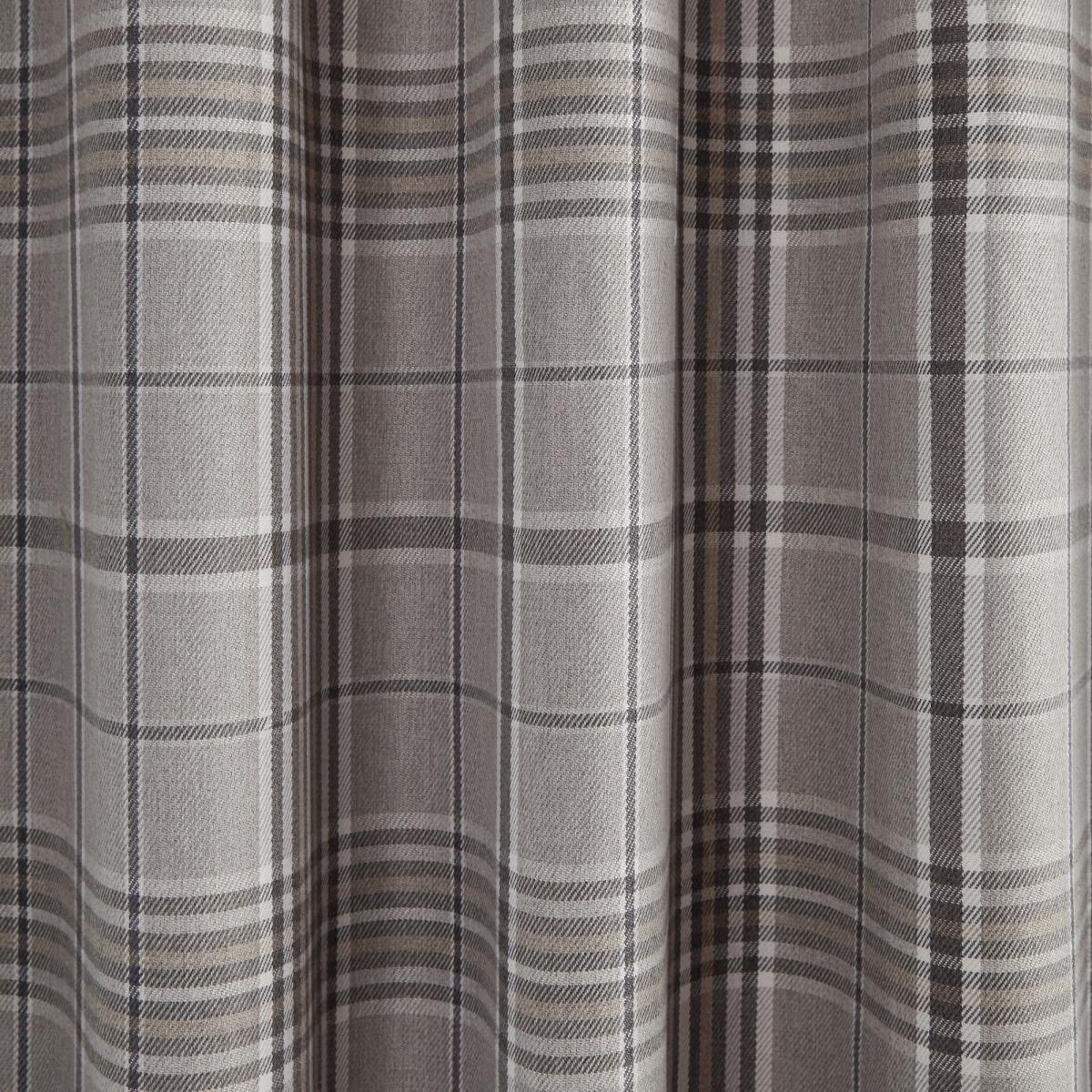 Melrose Woven Check Arctic Grey Eyelet Curtains Grey – image 5