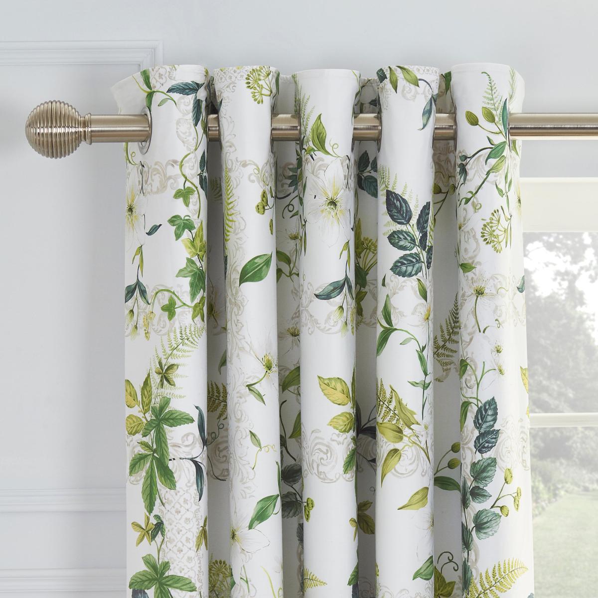 Dorma Botanical Garden Blackout Eyelet Curtains White and Green – image 3