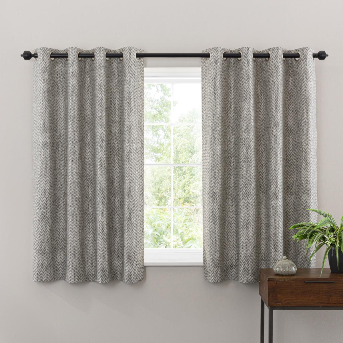 Global Herringbone Grey Eyelet Curtains Grey – image 4