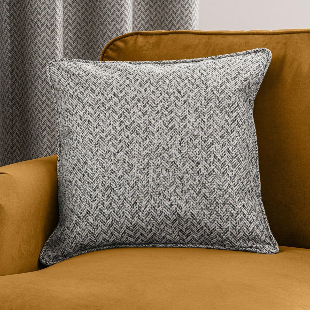 Global Herringbone Grey Eyelet Curtains Grey – image 7