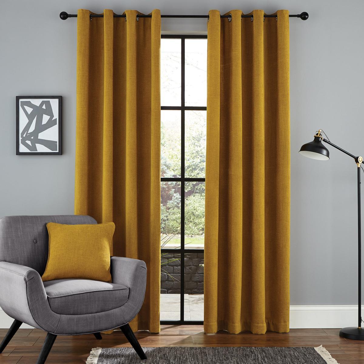 Wynter Old Gold Thermal Eyelet Curtains Gold – image 2