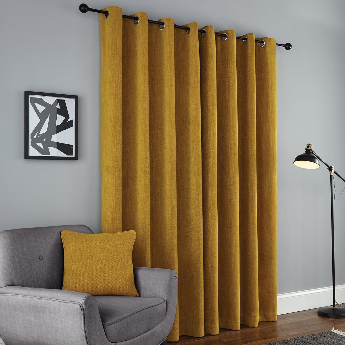 Wynter Old Gold Thermal Eyelet Curtains Gold – image 4
