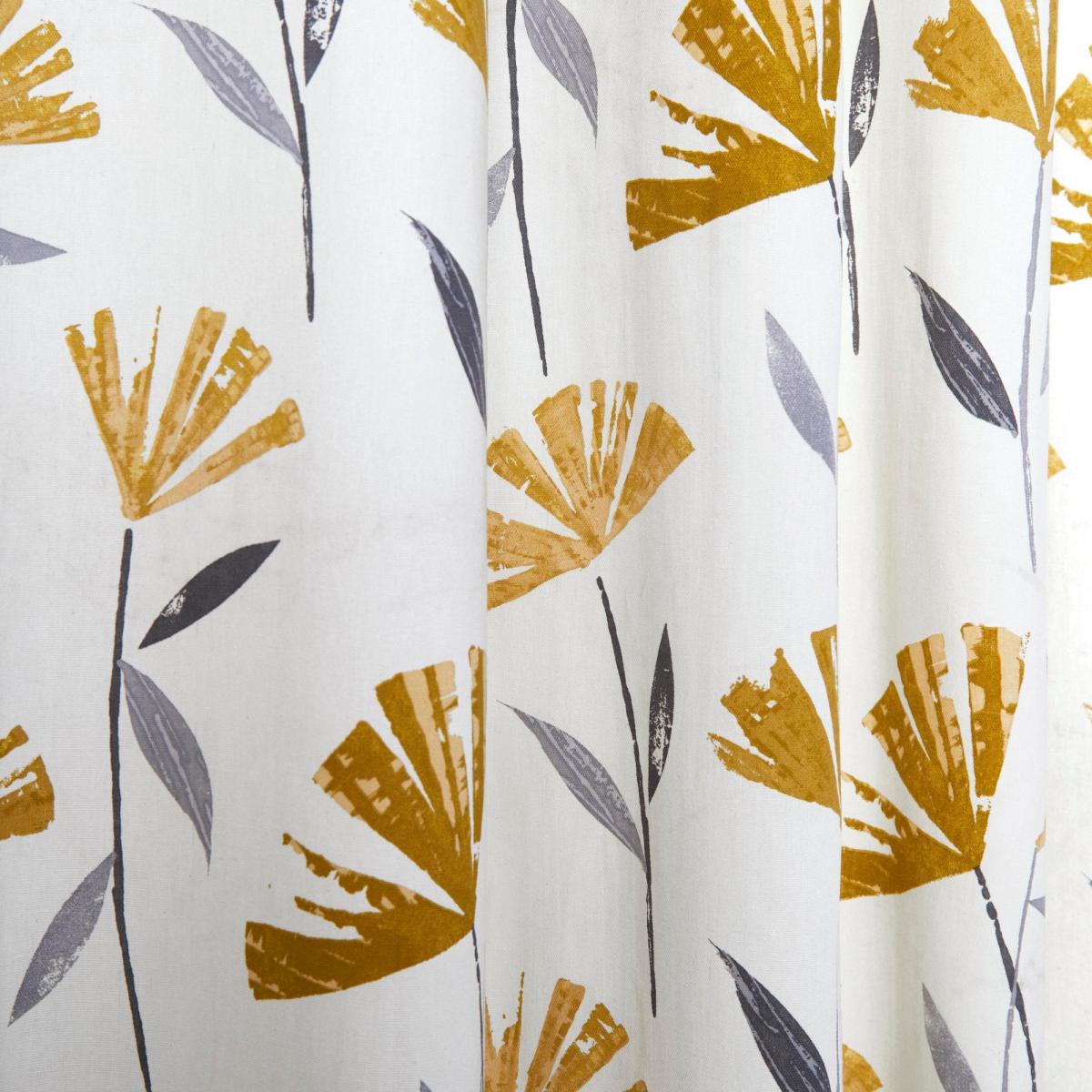 Fusion Dacey Ochre Eyelet Curtains White/Yellow – image 3