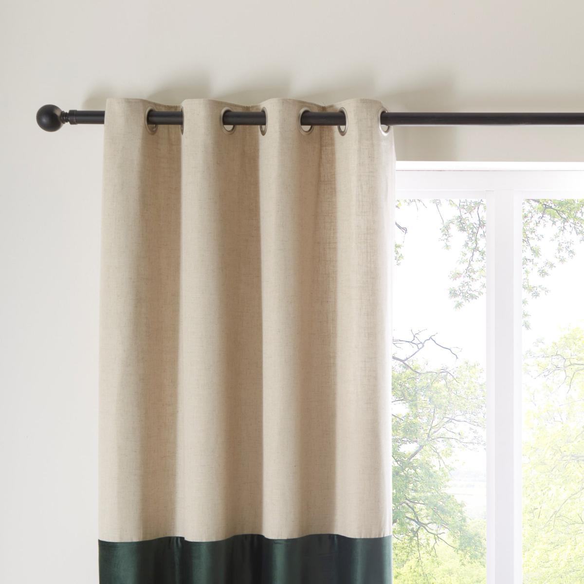 Hampton Bottle Green Eyelet Curtains Green and Beige – image 2