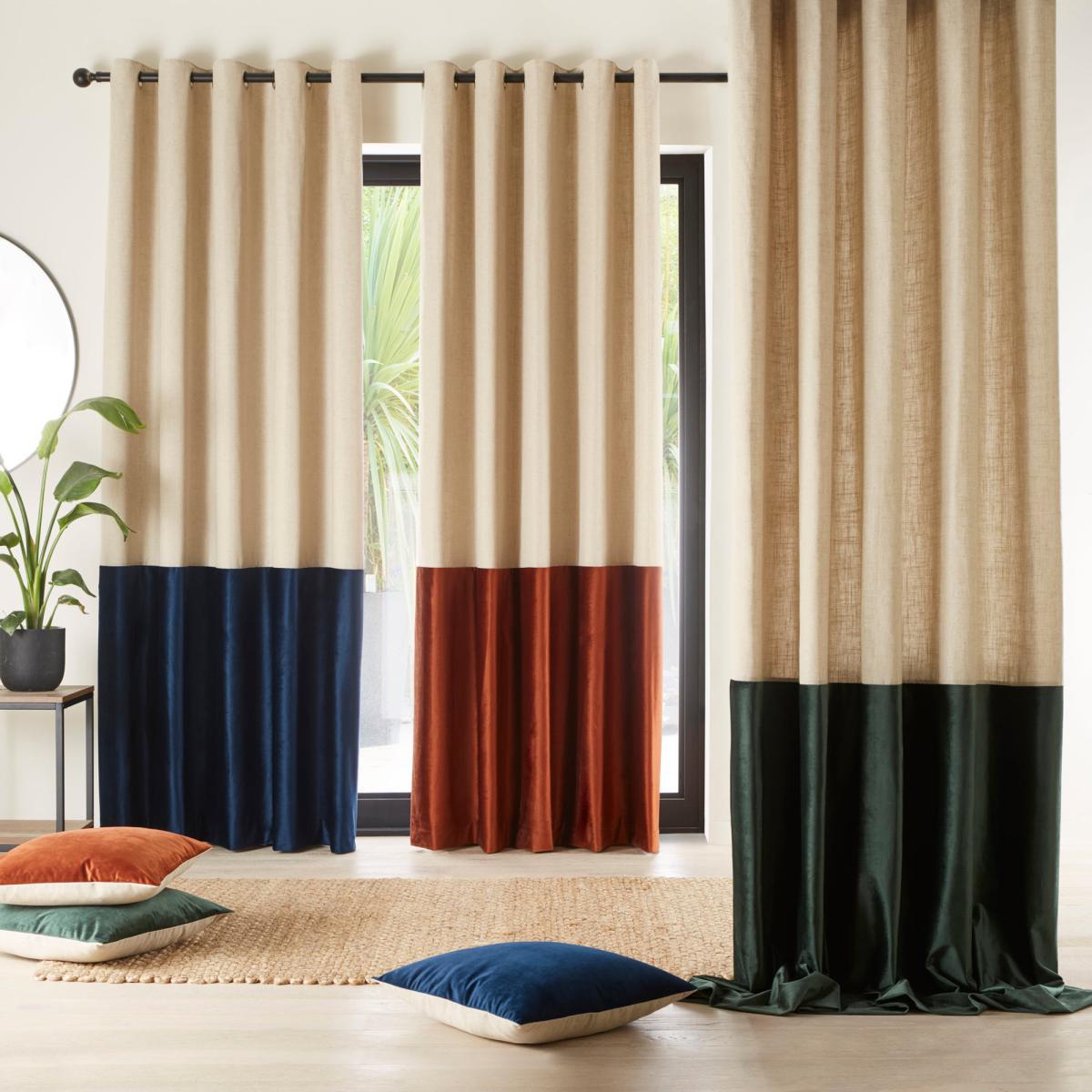 Hampton Bottle Green Eyelet Curtains Green and Beige – image 7