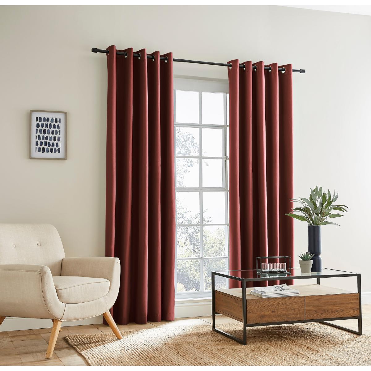 Berlin Merlot Blackout Thermal Eyelet Curtains Merlot – image 2
