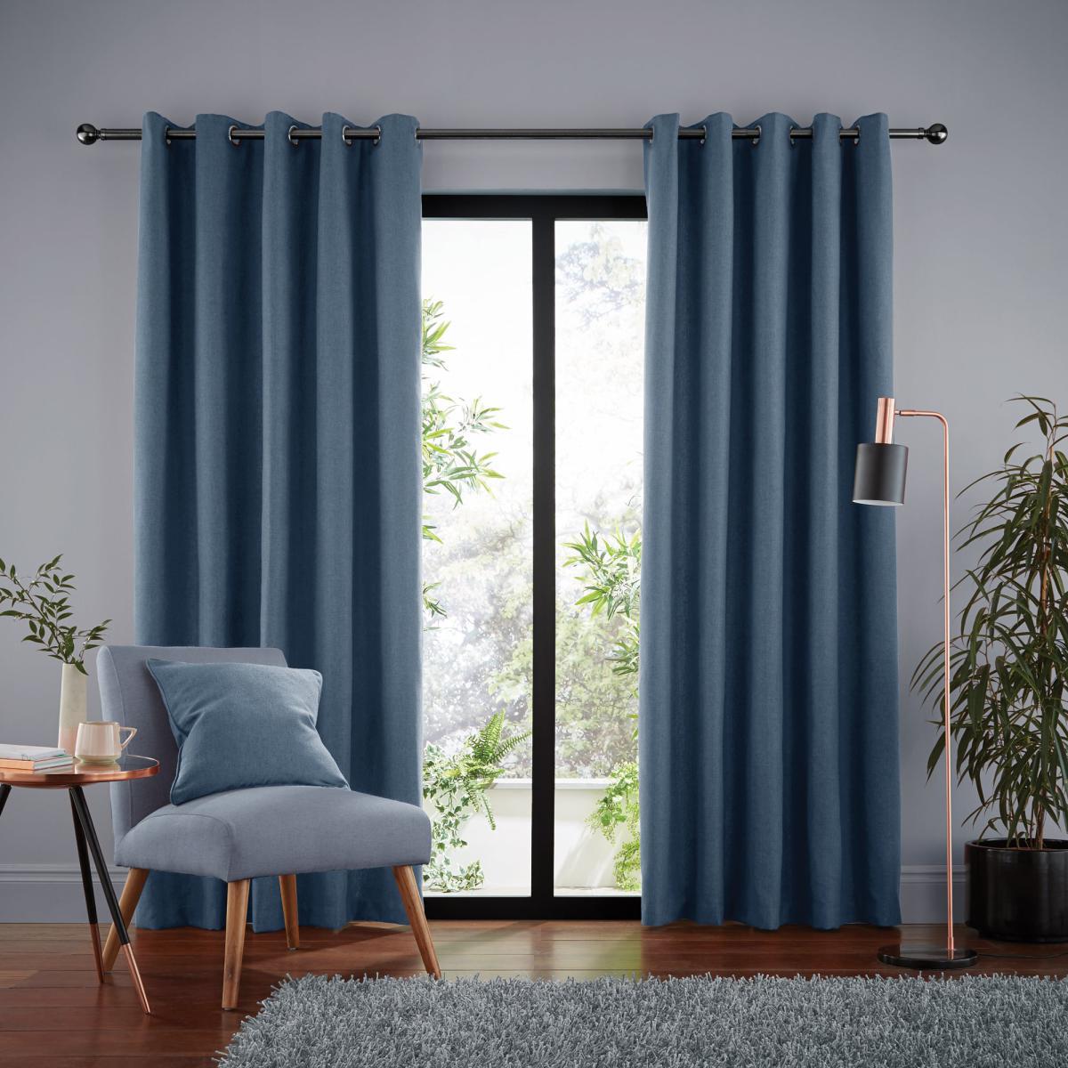 Jennings Ashley Blue Thermal Eyelet Curtains Blue – image 2