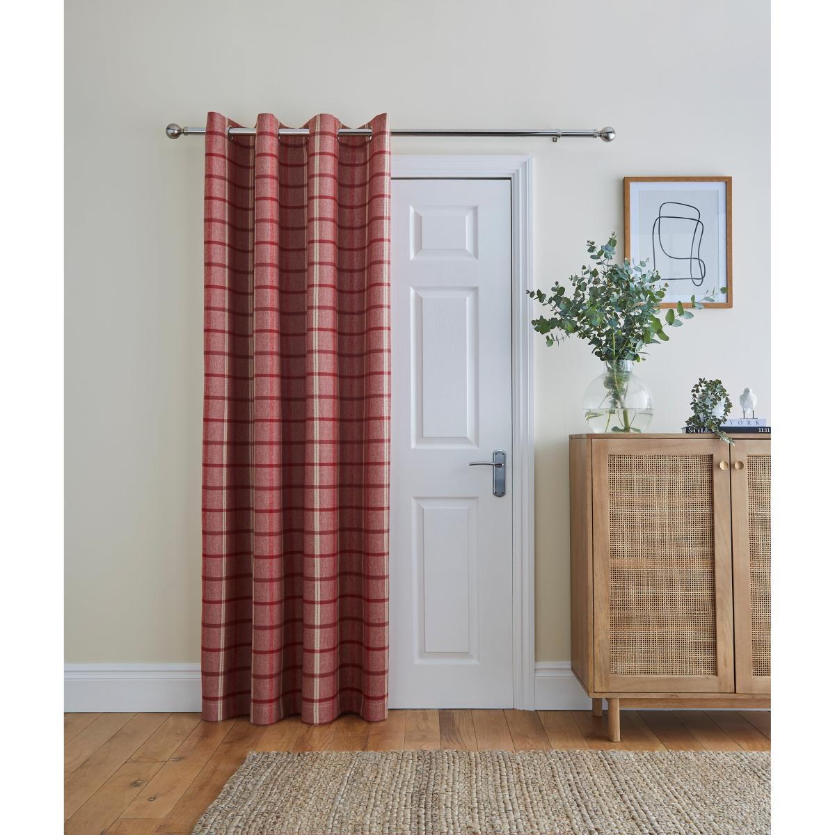 Marled Red Check Thermal Eyelet Door Curtain Red – image 2