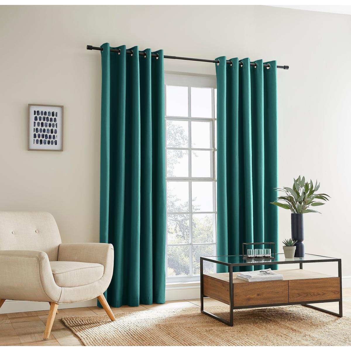 Berlin Peacock Blackout Thermal Eyelet Curtains Peacock – image 2