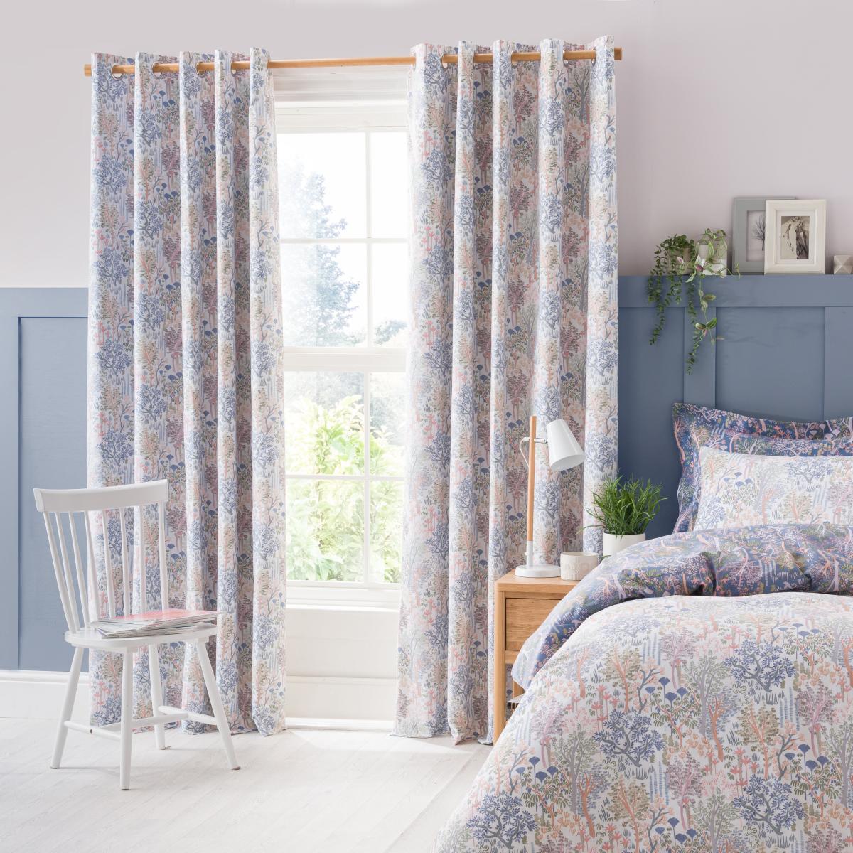 Japanese Garden Blue Eyelet Curtains Blue – image 2