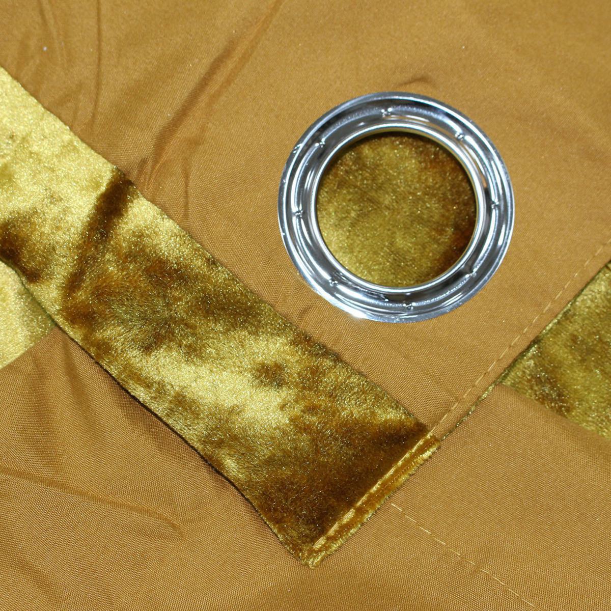 Verona Ochre Velvet Eyelet Curtains Yellow – image 3