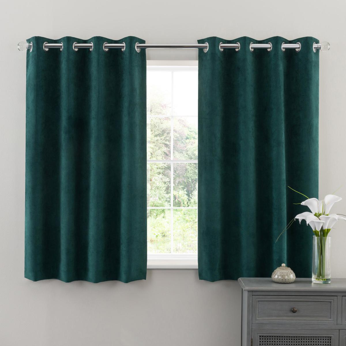 Margot Jade Matt Velour Eyelet Curtains Green – image 4