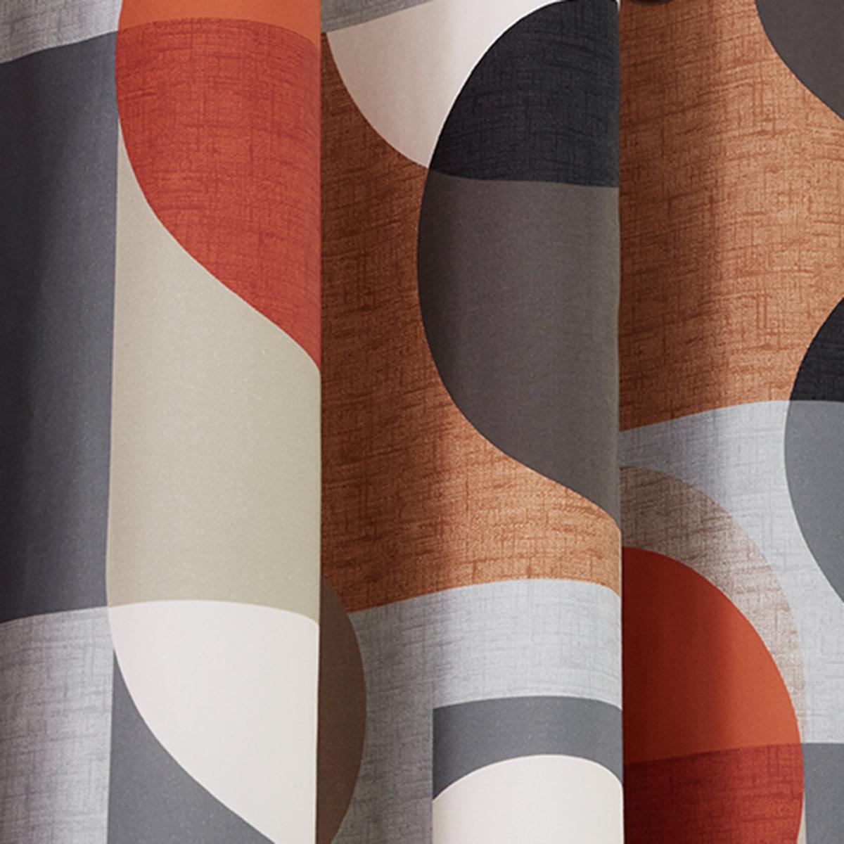 Elements Oscar Eyelet Curtains Orange, Grey and White – image 3