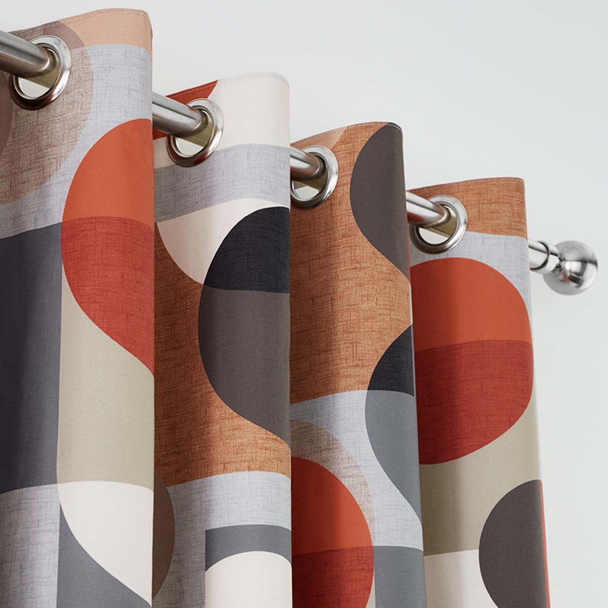 Elements Oscar Eyelet Curtains Orange, Grey and White – image 4