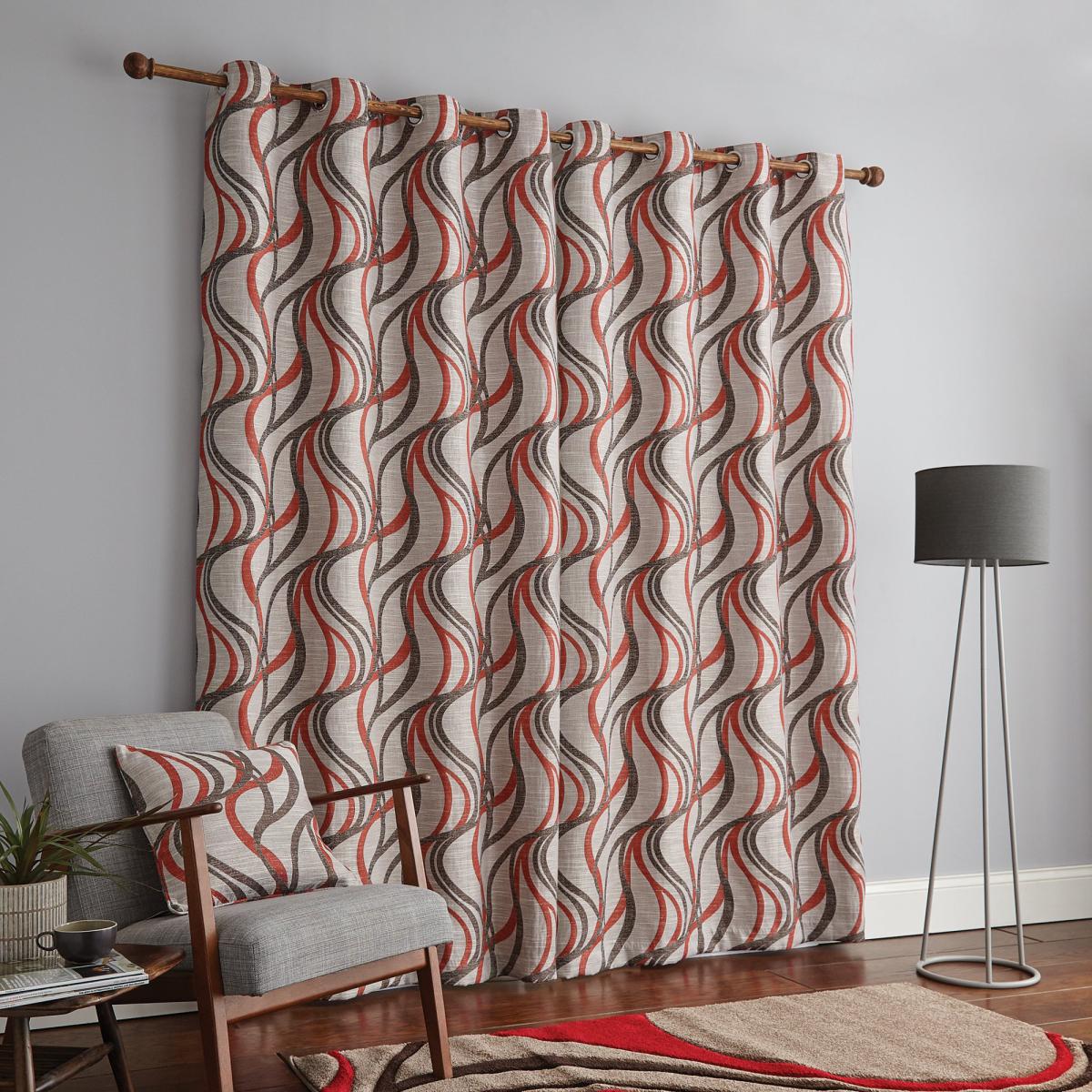 Mirage Red Eyelet Curtains Red, Grey and White – image 4