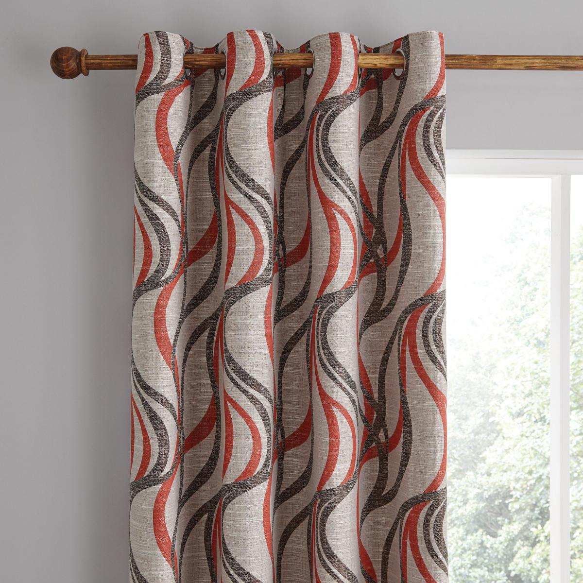 Mirage Red Eyelet Curtains Red, Grey and White – image 1