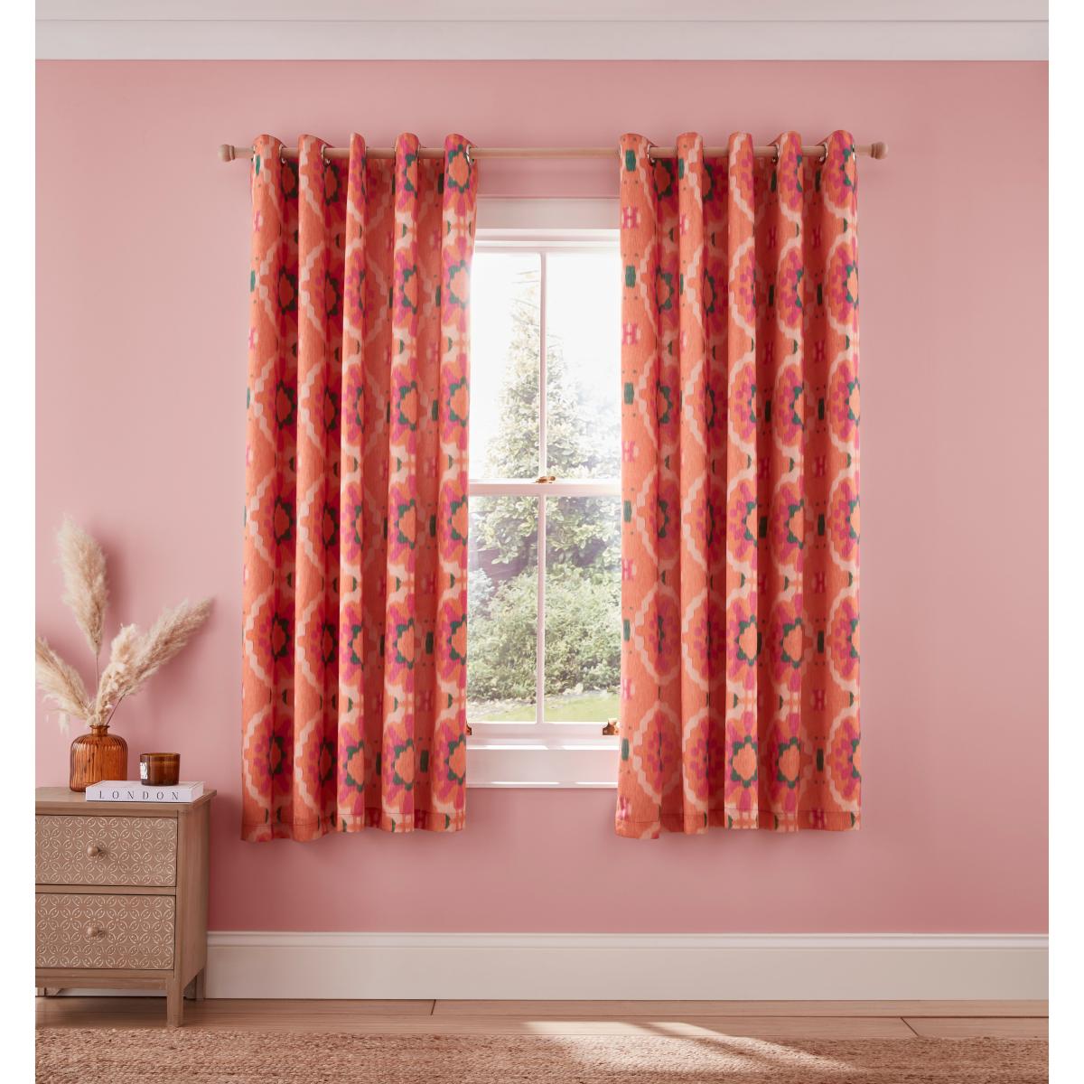 Jewel Medallion Orange Eyelet Curtains Orange – image 2