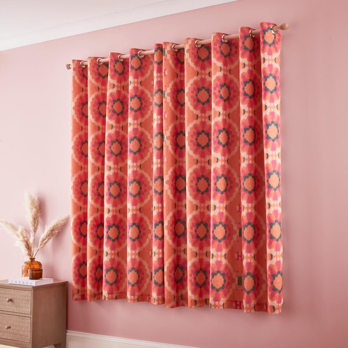 Jewel Medallion Orange Eyelet Curtains Orange – image 4