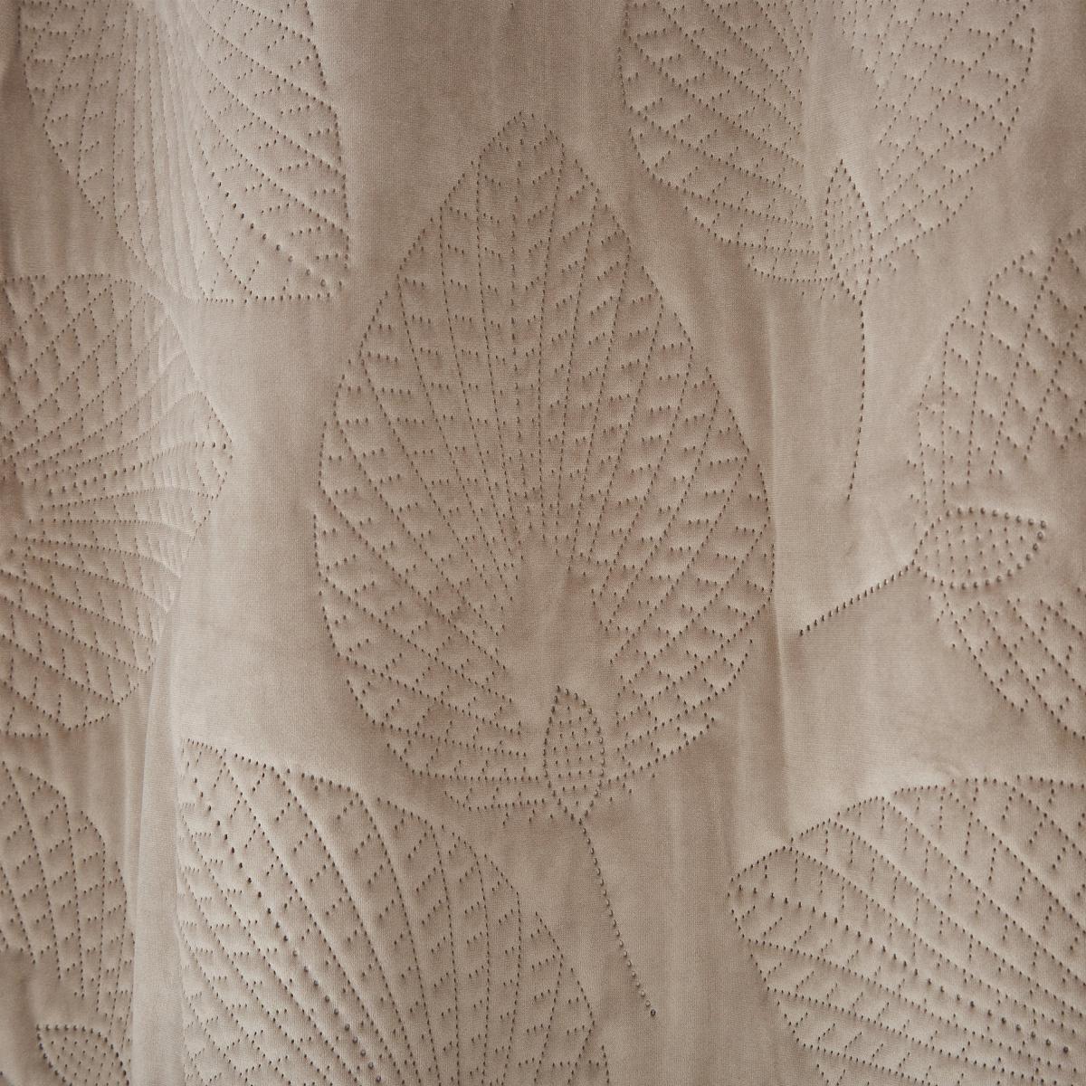 Catherine Lansfield Velvet Pinsonic Leaf Warm Grey Eyelet Curtains Grey – image 3