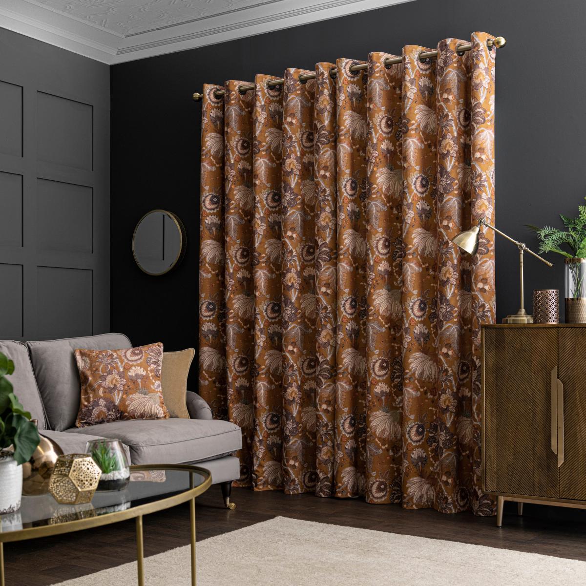 Rafaela Old Gold Eyelet Curtains Gold/White – image 3