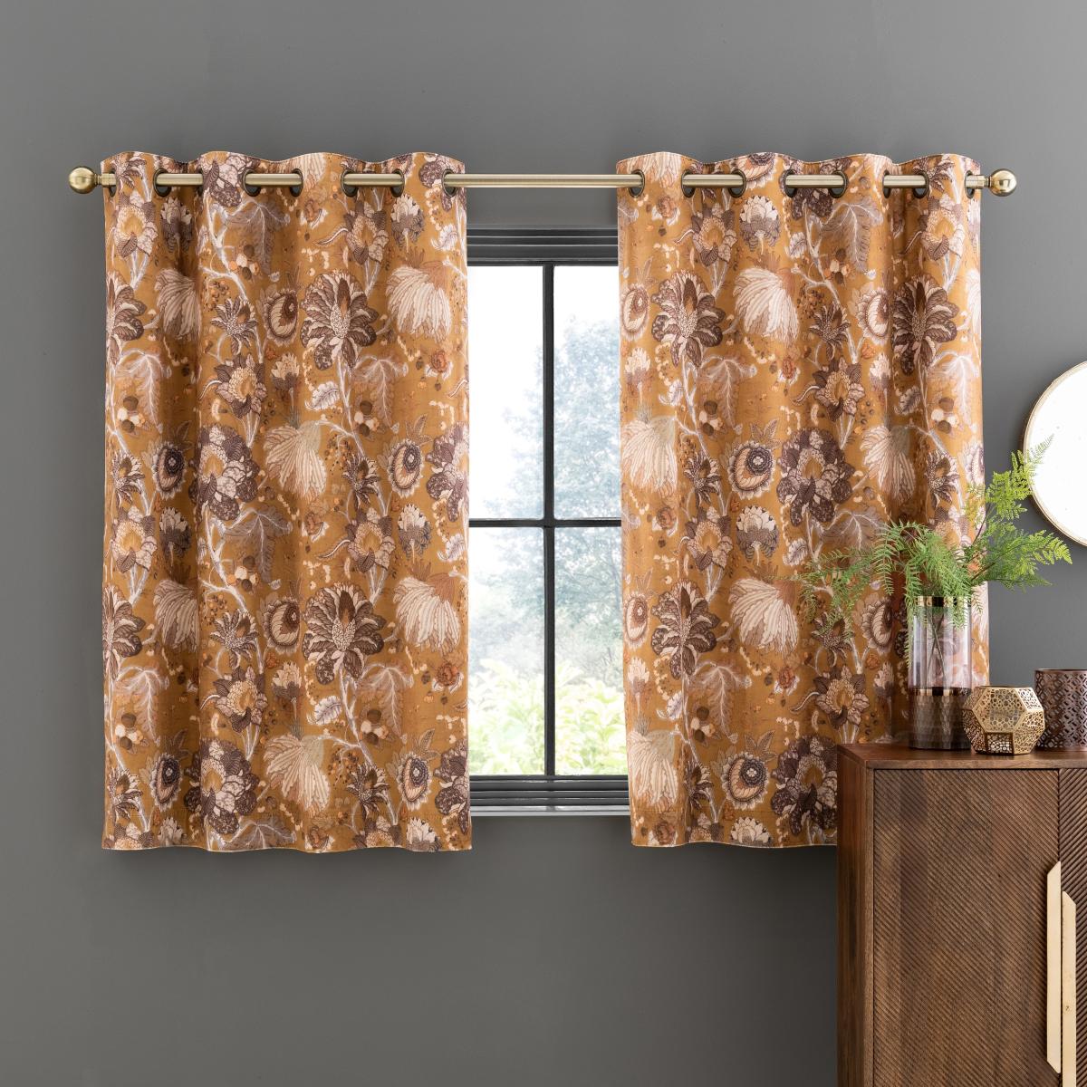 Rafaela Old Gold Eyelet Curtains Gold/White – image 4