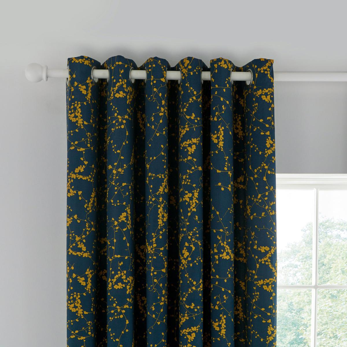 Clarissa Hulse Goosegrass Blue Lined Eyelet Curtains Blue and Yellow – image 2