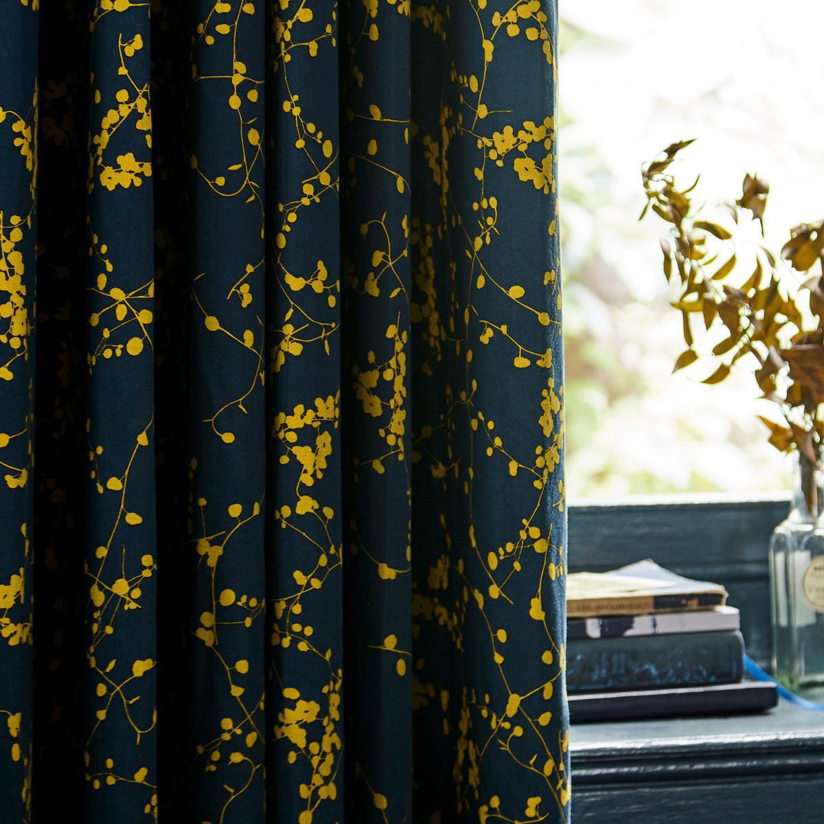 Clarissa Hulse Goosegrass Blue Lined Eyelet Curtains Blue and Yellow – image 4