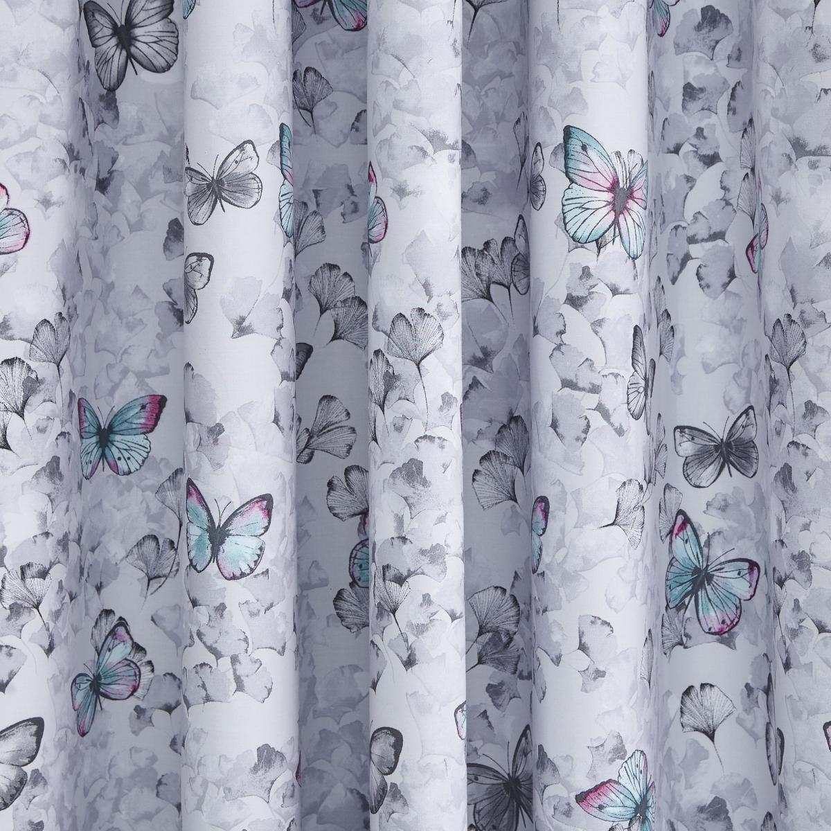 Ginkgo Butterfly White Blackout Eyelet Curtains White, Blue and Grey – image 4