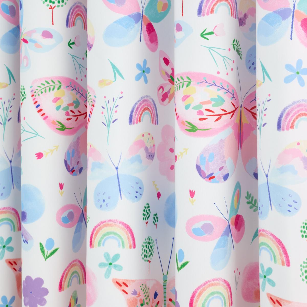 Painted Butterfly Eyelet Curtains Pink – image 3
