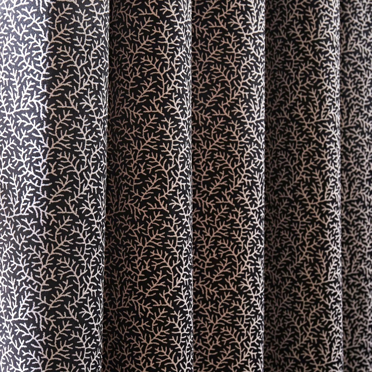 Ditsy Coral Monochrome Eyelet Curtains Black/White – image 3