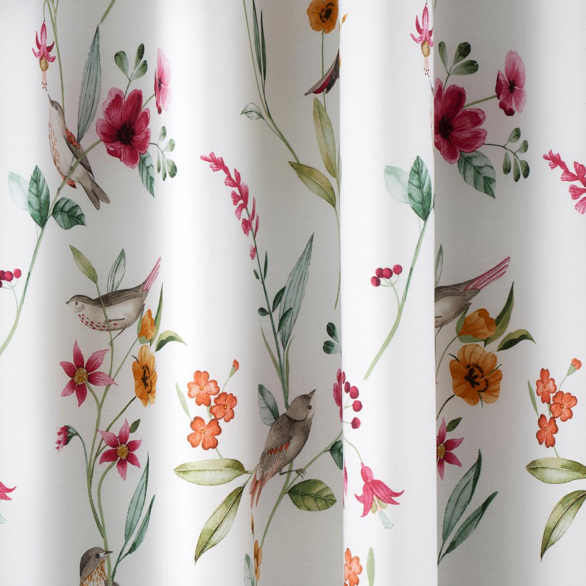 Country Bird Blue Blackout Eyelet Curtains Blue/Pink/White – image 3