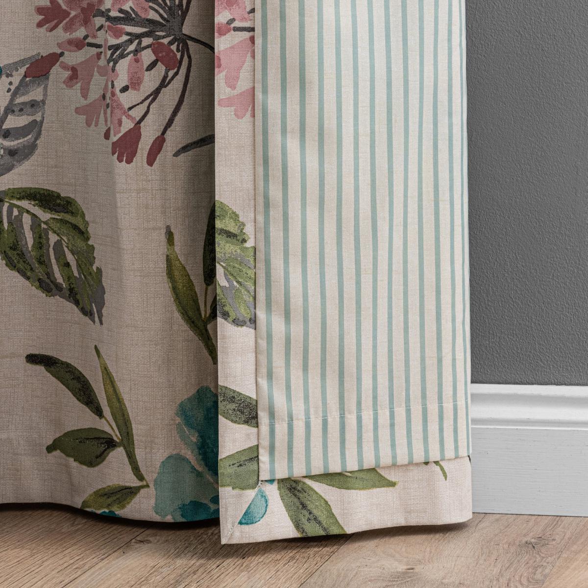 Tulsi Floral Eyelet Curtain Teal Green, Pink and White – image 5