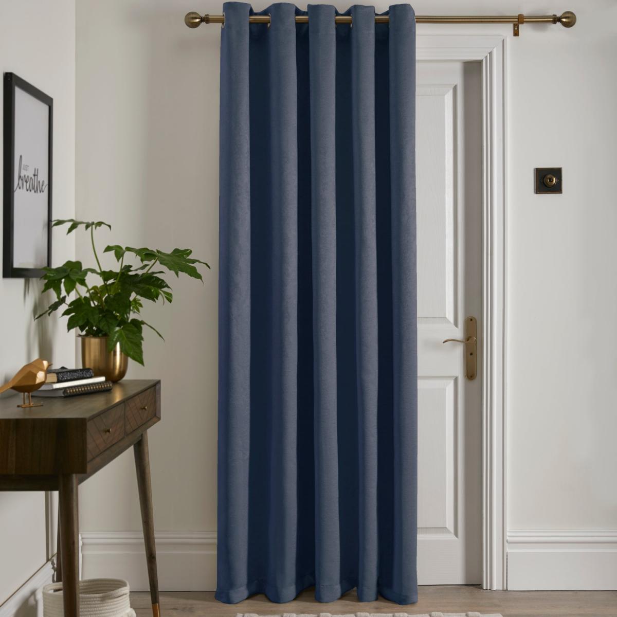 Fusion Strata Dim Out Woven Navy Eyelet Door Curtain Navy – image 2