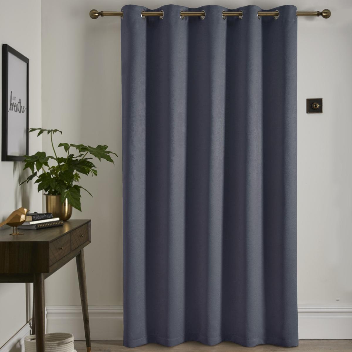 Fusion Strata Dim Out Woven Navy Eyelet Door Curtain Navy – image 4