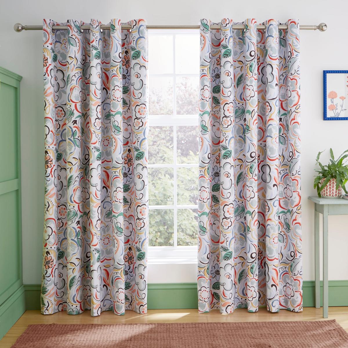 Heart and Soul Ayva Floral Blackout Eyelet Curtain MultiColoured – image 1
