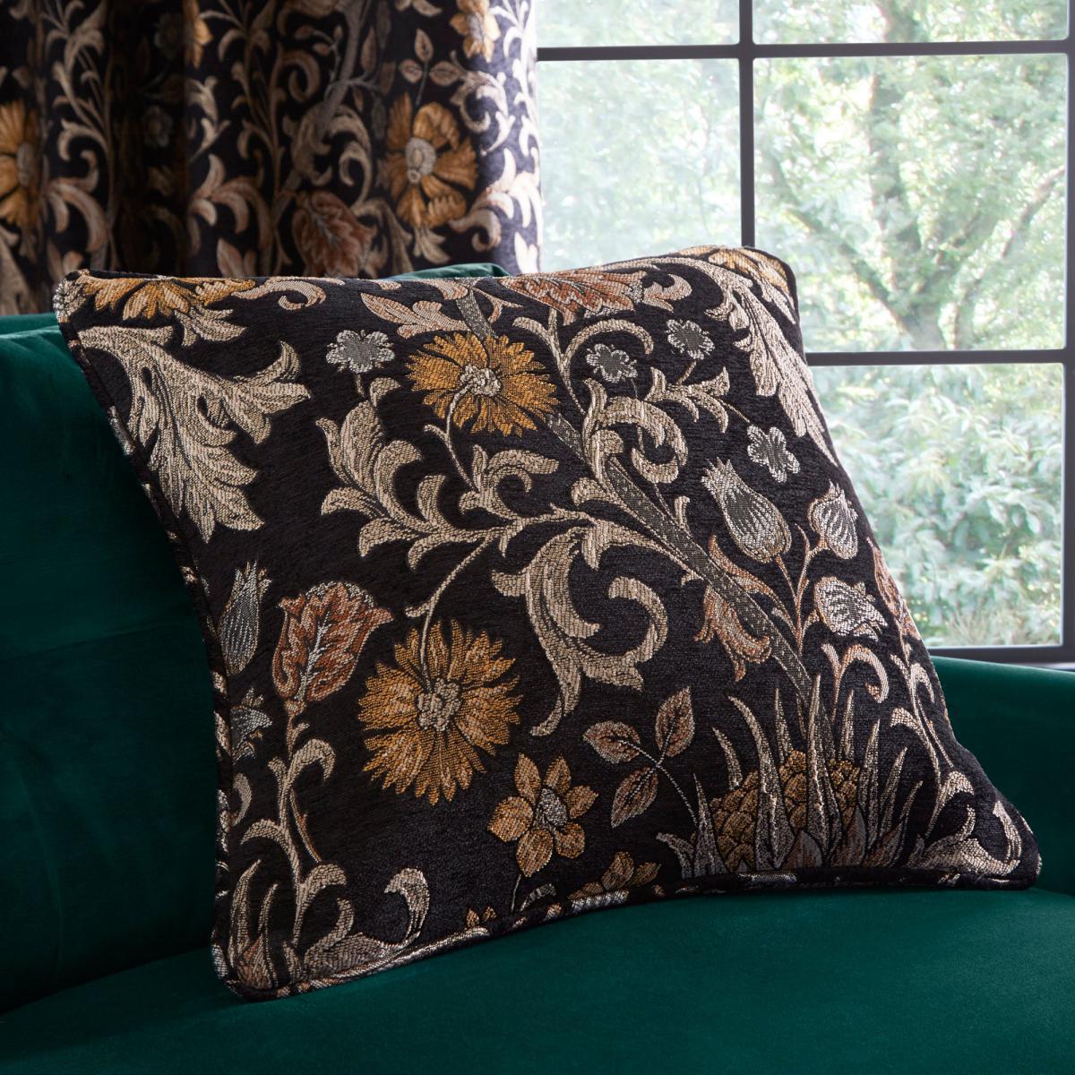 Betsy Black Eyelet Curtains Black, Brown and Yellow – image 4