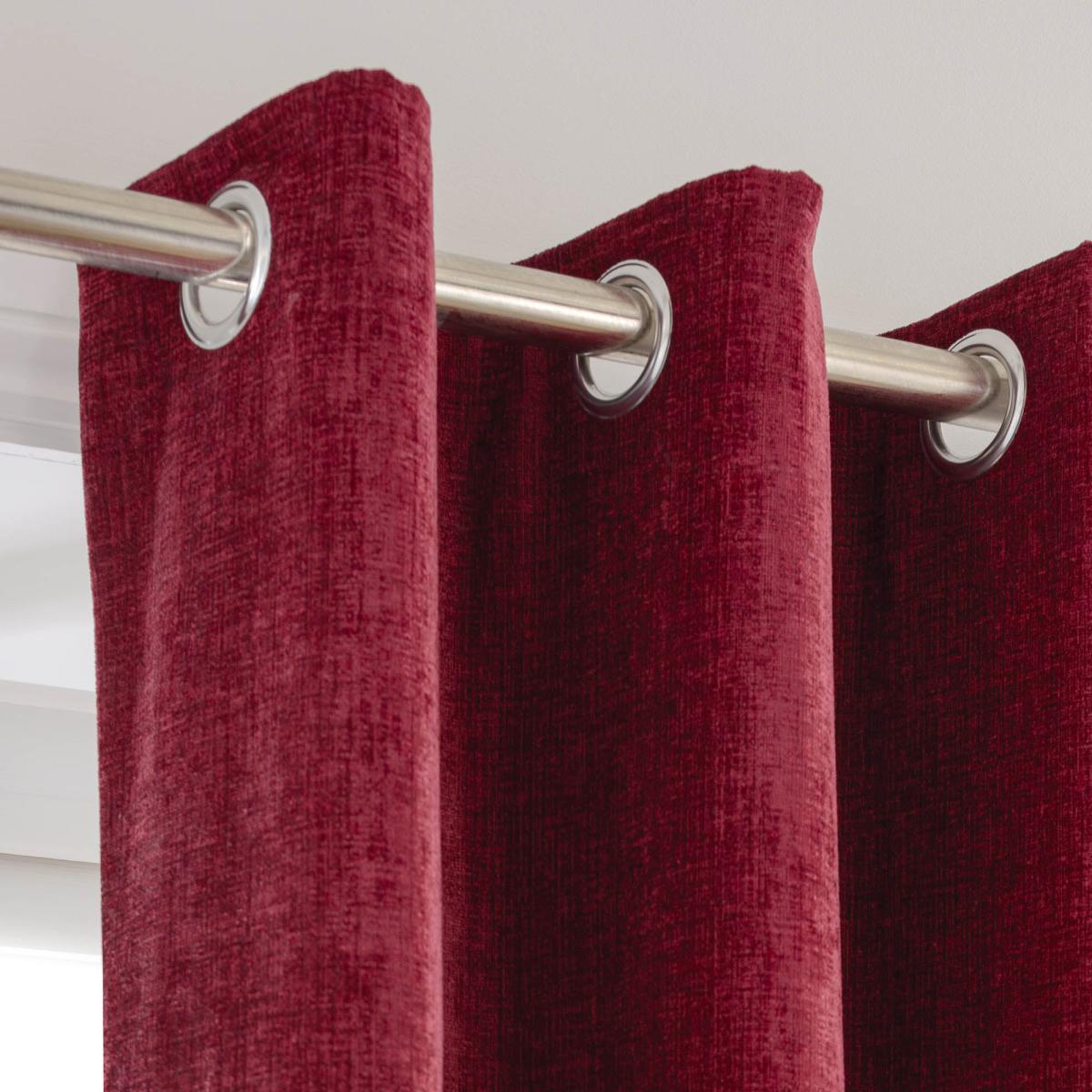 Chenille Wine Eyelet Curtains Red – image 5