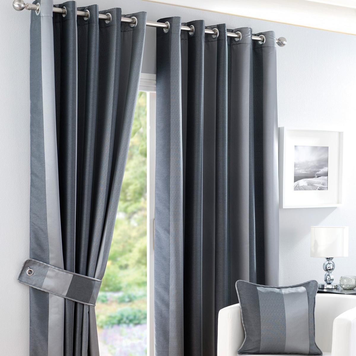 Monaco Pewter Eyelet Curtains Grey – image 2
