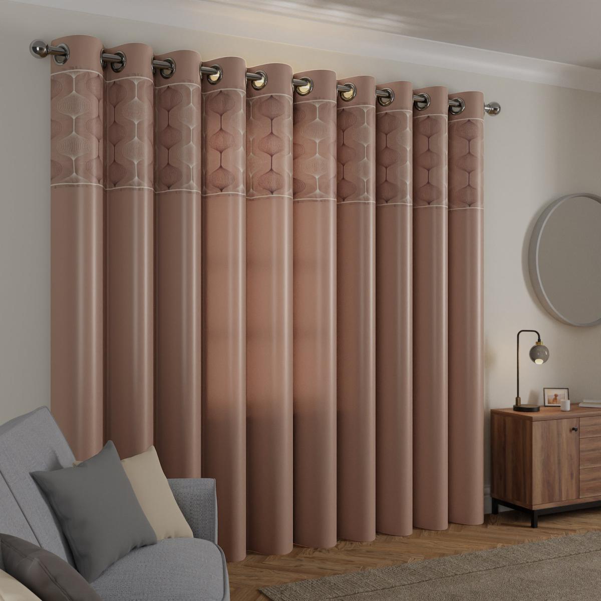 Urbis Bronze Eyelet Curtains Brown and White – image 4