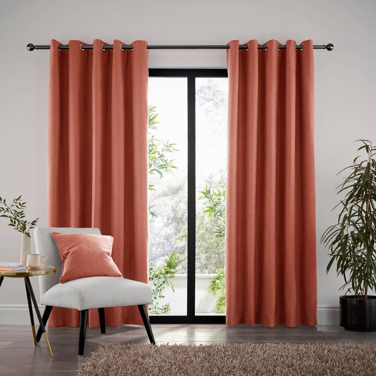 Jennings Coral Eyelet Curtains Coral – image 2