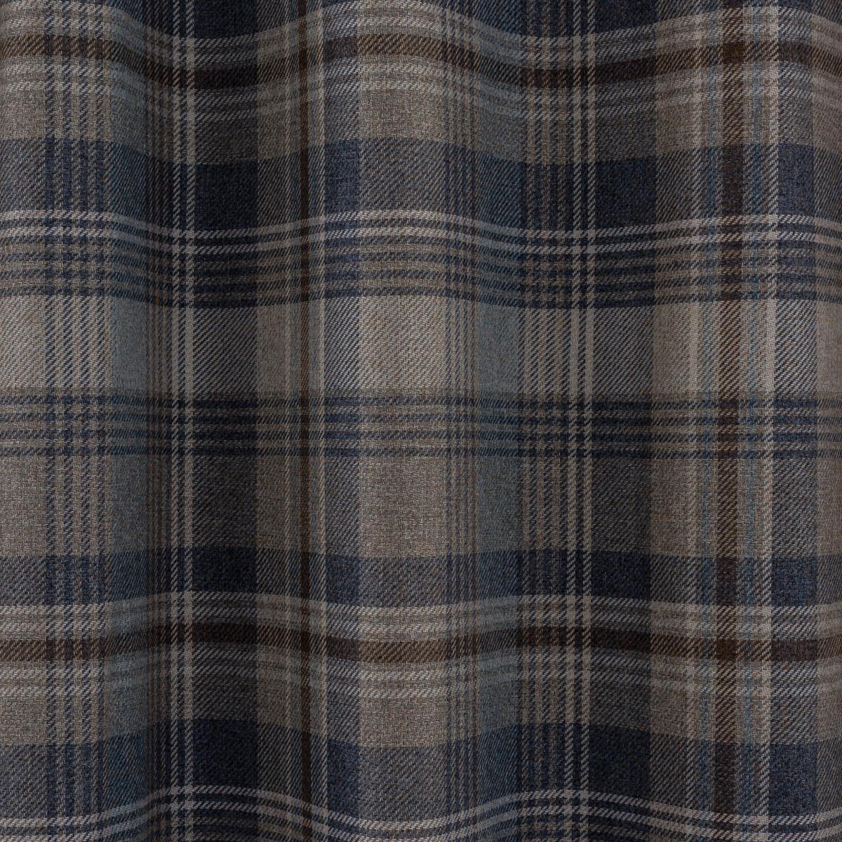 Perth Navy Check Eyelet Curtains Navy Blue and Brown – image 5